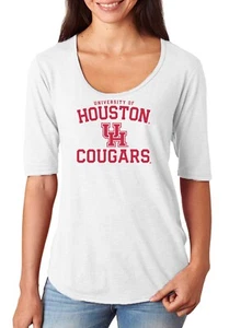 University of Houston Women's Scoop Neck Top Size M in White Tri-blend - Picture 1 of 1