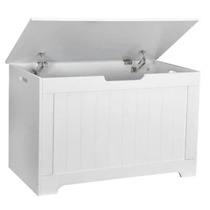 Lift Top Entryway Storage Chest Bench with 2 Safety Hinge Wooden Toy Box 2X - Picture 1 of 12