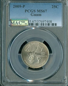 2009 P GUAM QUARTER PCGS MS67 BUSINESS STRIKE FINEST GRADE * - Picture 1 of 2