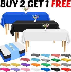 Plastic Table Cloth Disposable Wipe Clean Party Tablecloth Covers Rectangle UK - Picture 1 of 12
