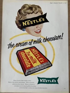 Anuncio 1957 de chocolate con leche Nestle’s vintage de chocolate años 50 - Imagen 1 de 2