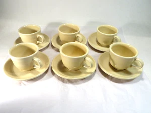 (6) FIESTA WARE Pale Yellow Teacup and Saucer Set Homer Laughlin 2.5" & 6" - Picture 1 of 16