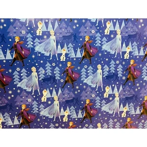 Hallmark Wrapping Paper Christmas Frozen Olaf Elsa Anna Blue 30 sq ft Roll - Picture 1 of 5