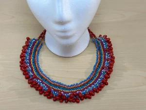 Beautiful Multicolored Layered Bead Necklace with Toggle Clasp, Tribal Necklace - Picture 1 of 15