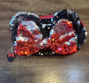 Disney Store Pailletten Minnie Mouse Authentisch Bleistift Make-up Tasche Glitzer Reißverschluss 8" - Bild 1 von 5