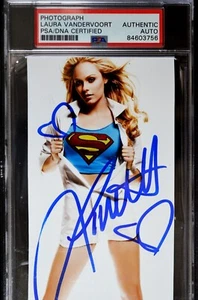 FOTOGRAFÍA FIRMADA 3X5 LAURA VANDERVOORT SUPERGIRL CERTIFICADA PSA - Imagen 1 de 2
