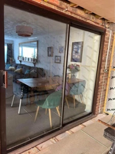 ALUMINIUM PATIO SLIDING DOOR BROWN DOUBLE GLAZED EXTERNAL EXTERIOR ALU SLIDERS - Picture 1 of 24