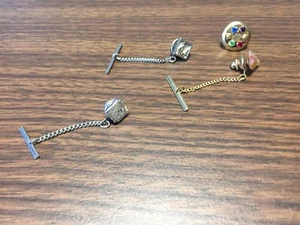 Mens Goldtone and Silvertone Tie Pins Lot of 4 Swank Anson Formal Jewelry Mix - Picture 1 of 5