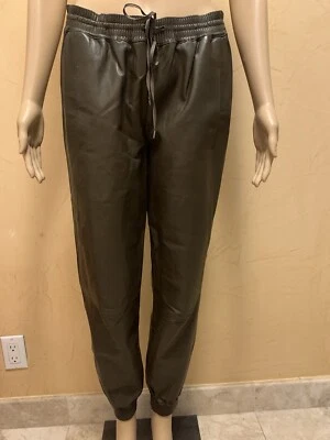 Pantalones para correr Vince Graphite de cuero de cordero marrón relajado talla M Foto 1 de 4