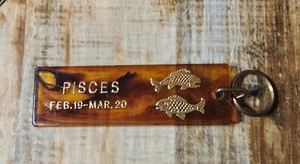 Llavero Horóscopo Piscis Vintage Años 70 Astrología Mármol Acrílico Llavero Llavero - Imagen 1 de 5