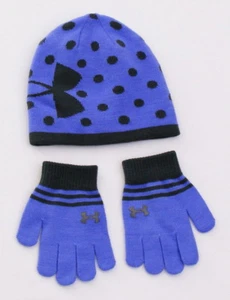 Under Armour Coldgear Purple & Gray Knit Beanie & Gloves Youth Girl's 4-7 Years - Picture 1 of 2
