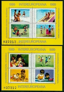 1989 Children Games,Handball,Kite,Ball,Sand,Jeux Enfants,Romania,Bl.254-255,MNH - Picture 1 of 1