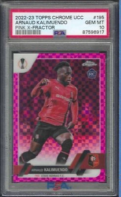 ARNAUD KALIMUENDO 2022-23 TOPPS CHROME PINK X-FRACTOR RC /250 PSA 10 POP 1/1 - Image 1 of 2