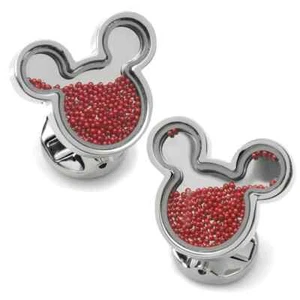Mickey Mouse Manschettenknöpfe Silhouette rot Kaviar Perlen - Bild 1 von 4