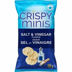 4 Bags Of Quaker Crispy Minis Salt & Vinegar Rice Chips 100g Each - Picture 1 of 2