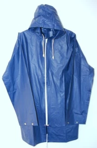 Regenjacke + Kapuze Vintage Sehr weich PVC Regenmantel Regen Mantel Jacke 52 / L - Bild 1 von 4