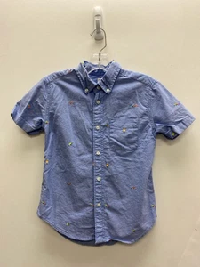 Crew Cuts SIZE 10 Blue Neon Yellow Button Down Boy's Shirt - Picture 1 of 1