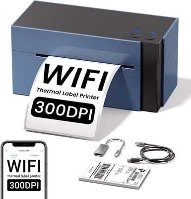 Thermo Etikettendrucker WLAN+USB 300 DPI Versandetikettendrucker für DHL Hermes - Bild 1 von 4