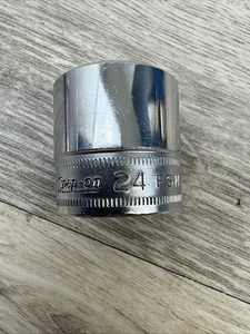 Snap-On FSM241 3/8" Drive 24mm Metric 6 Point Shallow Chrome Socket Tool USA C5 - Bild 1 von 3