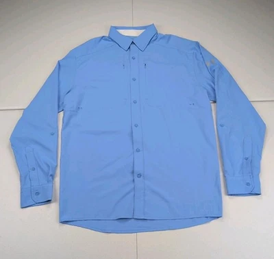 Рубашка мужская Under Armour размер средний синяя вентилируемая для активного отдыха походов рыбалки - Изображение 1 из 4