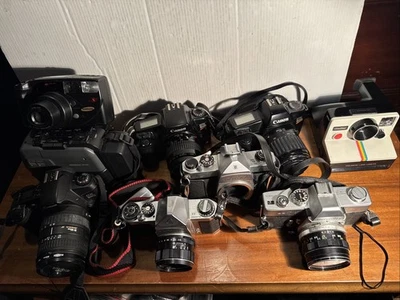 Lote de 9 câmeras SLR vintage Canon Minolta Pentax - não testadas como estão - Imagem 1 de 4