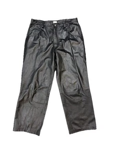 VINTAGE MENS BLACK LEATHER WILSONS M JULIAN PANTS 34 MOTORCYCLE BIKER - Picture 1 of 11