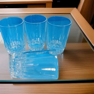 4 Vintage Arcoroc France Low Ball Whiskey Glasses Tumblers Clear Cut Glass 3.5" - Picture 1 of 6
