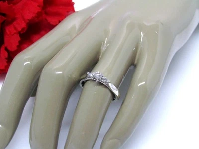 Natural Diamond Three-Stone Anniversary Ring 10k White Gold Sz 6 Genuine Real - Image 1 of 4