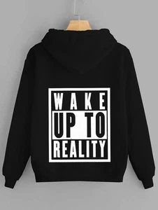 Wake Up To Reality Hoodie & T-Shirt Motivational Quote Graphic Streetwear Top - Picture 1 of 9
