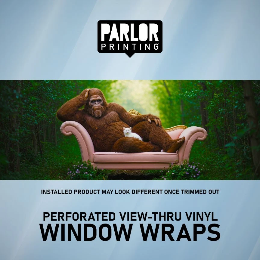 Rear Window Truck Wraps - Bigfoot Cat Couch - Vinyl Decal Sticker Graphics - Image 1 of 1