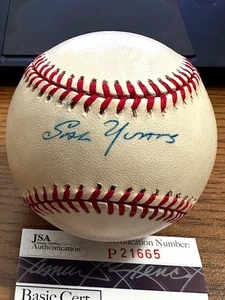 ¡BÉISBOL SOLO AUTOGRAFIADO FIRMADO POR SAL YVARS!  ¡Gigantes de Nueva York, Cardenales!   JSA! - Imagen 1 de 2