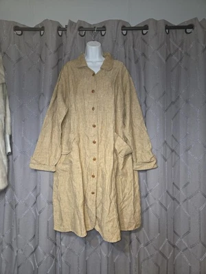 Vintage Flax Jeanne Englehart Natural Linen Shirt Dress Jacket Lagenlook L - Image 1 of 4