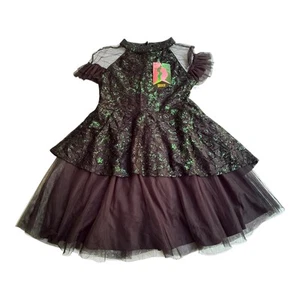Wicked Elphaba Girls DRESS XL 14 Cosplay Halloween Costume Green Black Mesh - Picture 1 of 14