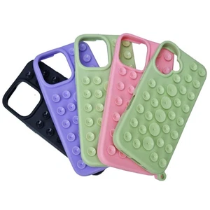 Silicone Suction Cup Case Suckers iPhone 16 15 Pro Max Cover Colored Shockproof - Picture 1 of 13