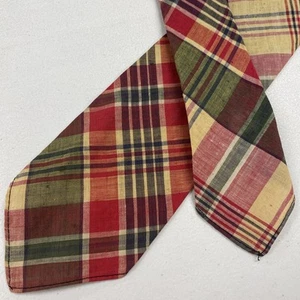 Brooks Brothers USA Men's Multicolor Madras Plaid Pattern 100% Cotton Neck Tie - Picture 1 of 8