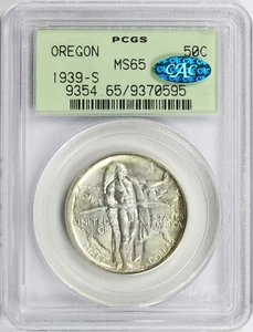 1939-S Oregon 50c Commemorative Half Dollar PCGS CAC MS65 OGH - Picture 1 of 4