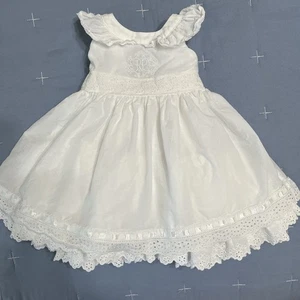Ralph Lauren Baby Girl Dress Sz 12months Cotton Ruffles Lining Tie Back - Picture 1 of 7