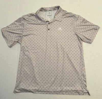 Adidas Polo Shirt Mens Large Golf Performance Athletic All Over Pattern - Image 1 of 4