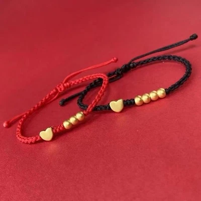 Unisex verstellbar Paar Armband Legierung geflochten rote Schnur für passende S - Bild 1 von 4