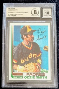 Ozzie Smith Gema Como Nueva 10 Auto Beckett BAS Firmado 1982 Topps Autógrafo Testigo - Imagen 1 de 3