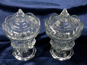 EAPG PITTSBURG SUGAR BOWLS / SWEETMEAT JARS FLINT COVERED (2) RARE - Picture 1 of 11