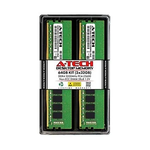 A-Tech 64GB (2x32GB) DDR4 3200 MHz UDIMM PC4-25600 (PC4-3200AA) CL22 DIMM 2Rx... - Picture 1 of 8
