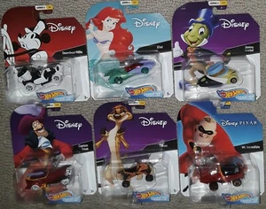 Hot Wheels Disney Character Cars Series 6 complete set ariel steamboat willie - Picture 1 of 4