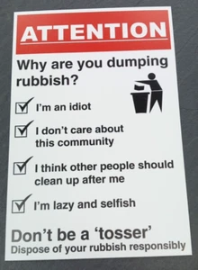NO LITTERING SIGN - NO RUBBISH DUMPING SIGN - NO FLY TIPPING SIGN - A4 - Picture 1 of 2