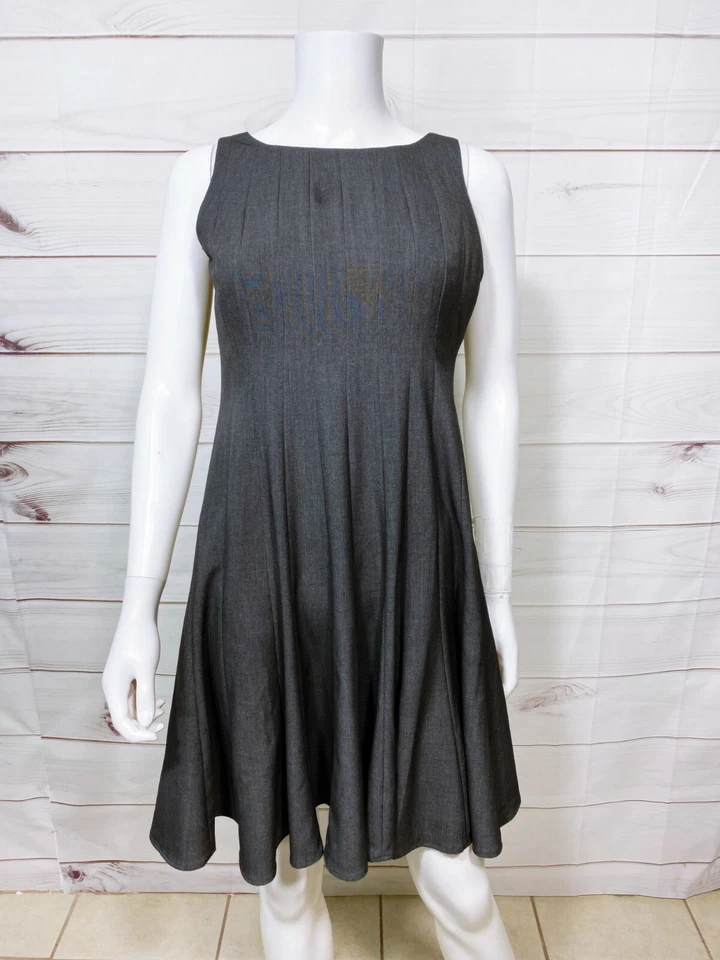 Calvin Klein Womens Fit & Flare Dress Size 4P Gray Lined Sleeveless Back Zip - Image 1 of 4