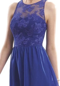 JASMINE B2 $210 b153009 8 COBALT BLUE CHIFFON LACE BRIDESMAID PARTY PROM DRESS👗 - Picture 1 of 4