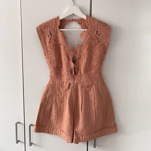 Free People Finnley Cutwork Strampler Gr. US 0 UK 4 Baumwolle Bindeverschluss Gitter - Bild 1 von 8