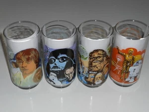 Star Wars Vintage Glasses Complete Set Of 4 SW Burger King 1977 Nice Paint Gloss - Picture 1 of 11
