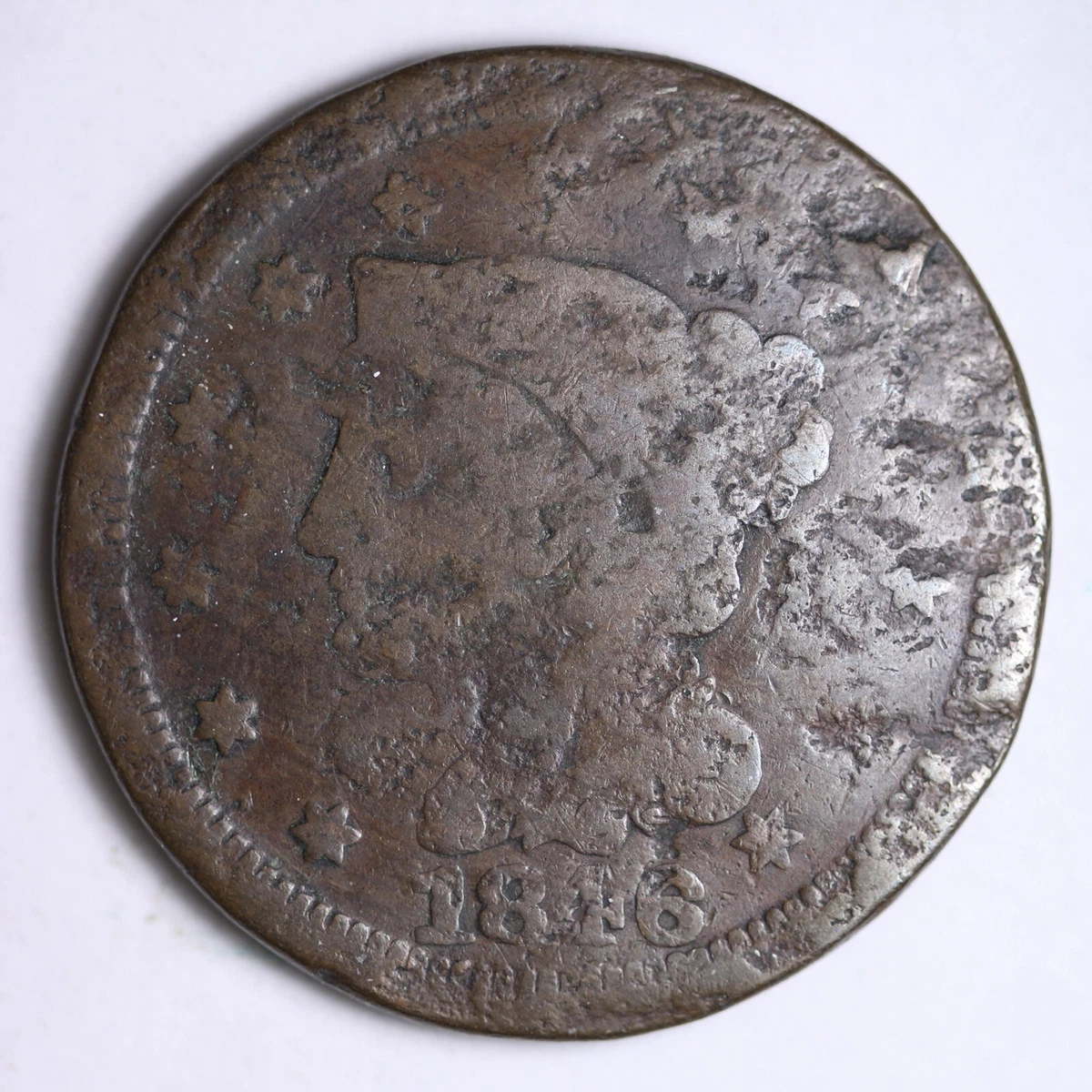 Circulated 1846 Year Braided Hair Large Cents (1839-1857) for sale