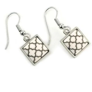 Latte Square Silver Hook Earrings - Picture 1 of 1